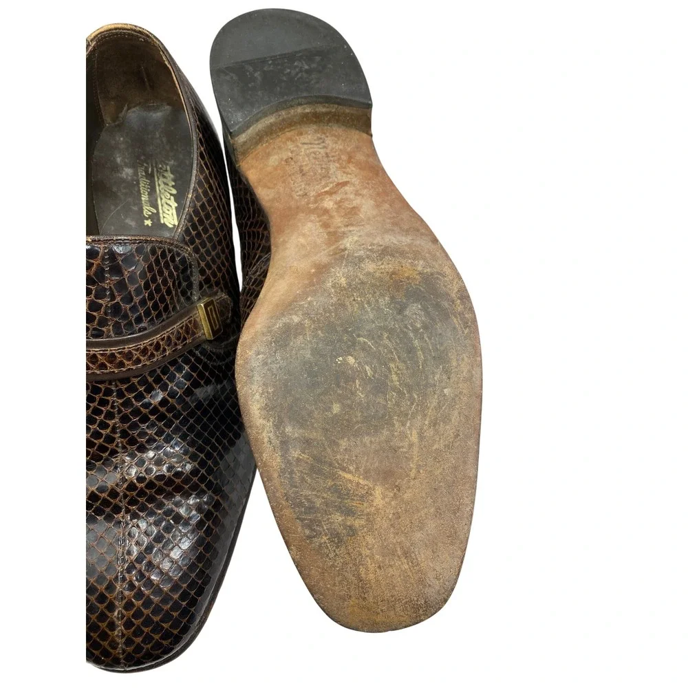 Nettleton Traditionals Brown Snakeskin Loafers Mens 9 Vintage Dress‎ Shoes